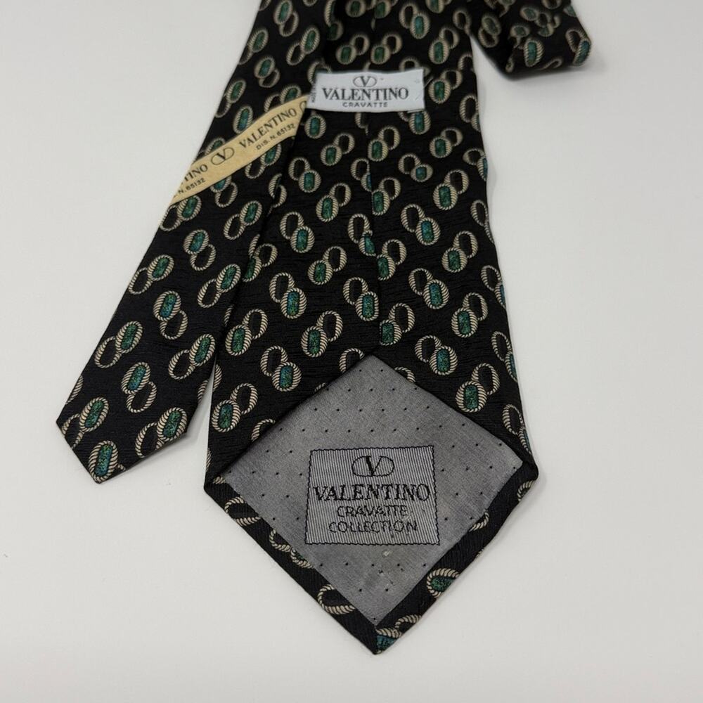 Valentino Cravatte 100% Silk Tie - Black/Emerald